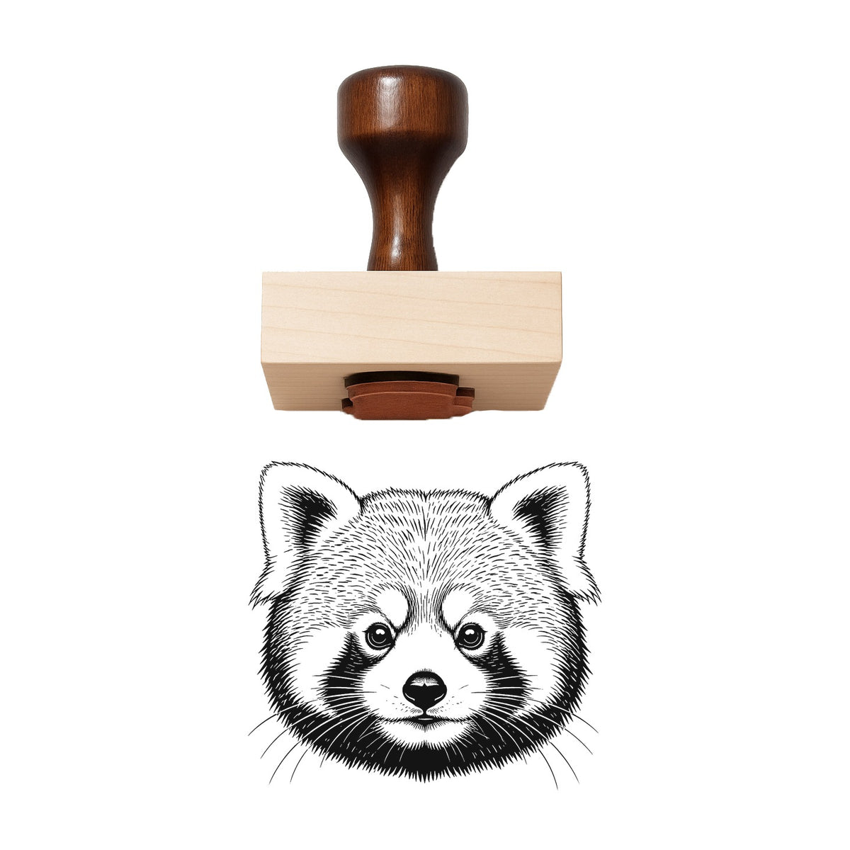 Realistic Red Panda Head Rubber Stamp