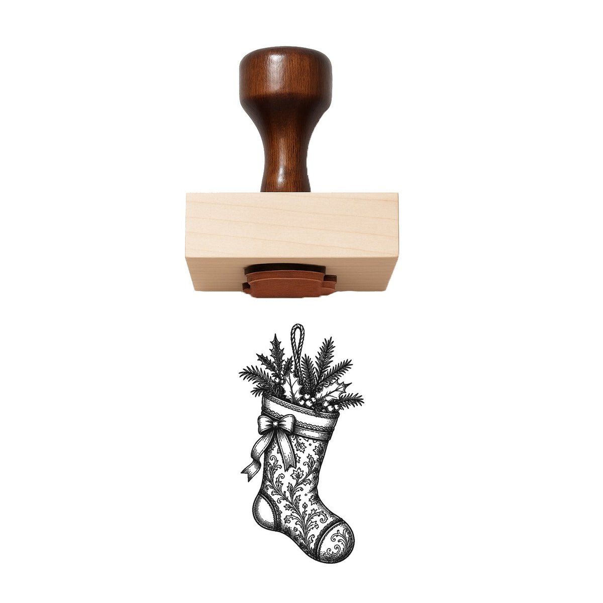 Victorian Christmas Stocking Rubber Stamp