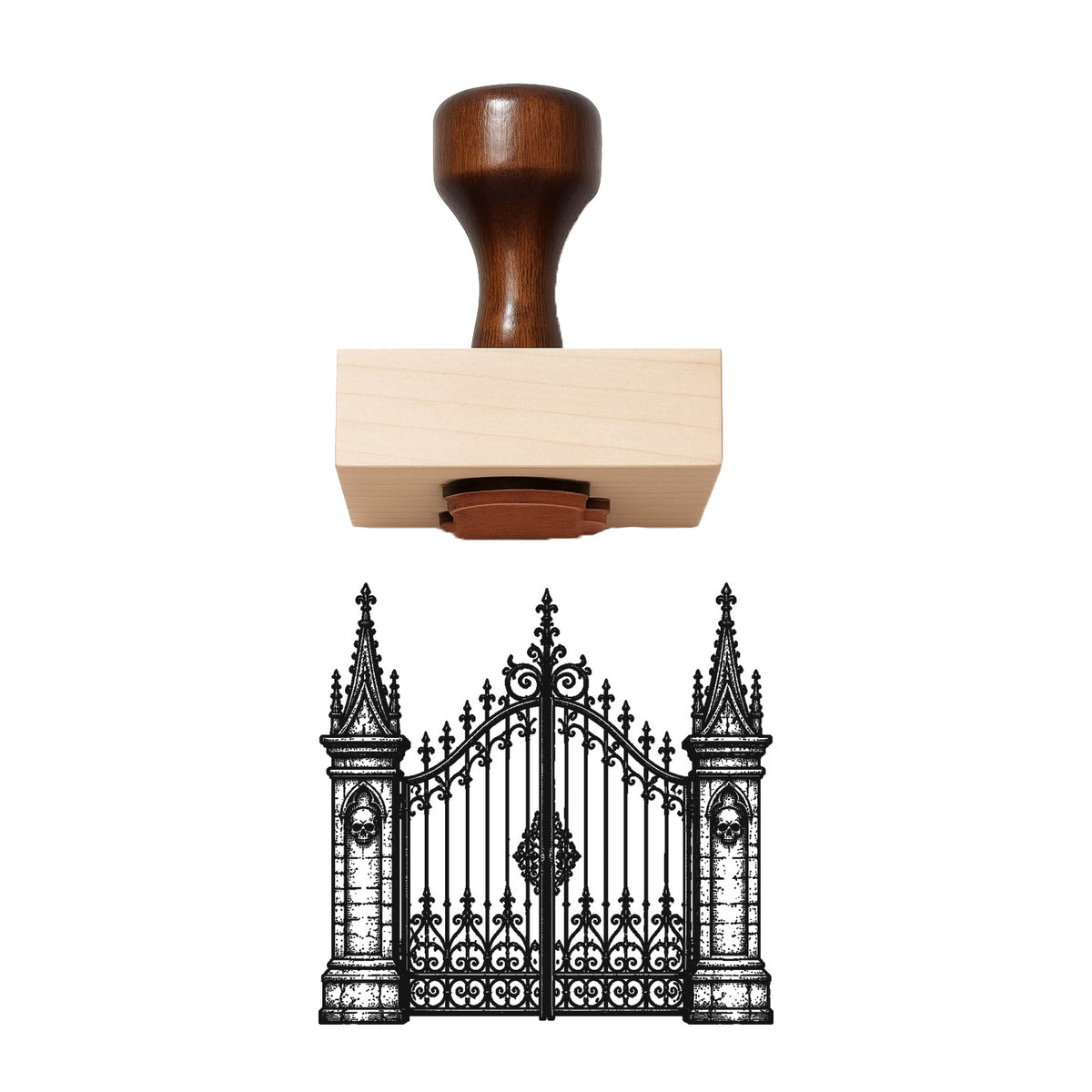 Gothic Cemetery Gate Rubber Stamp