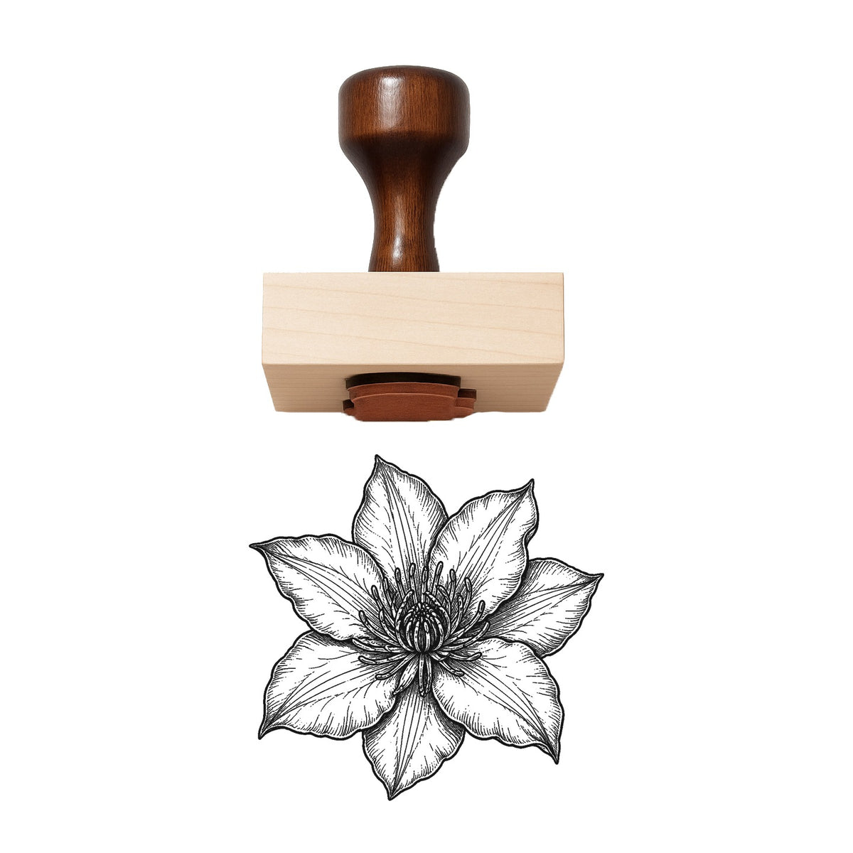 Clematis Bloom Head Rubber Stamp