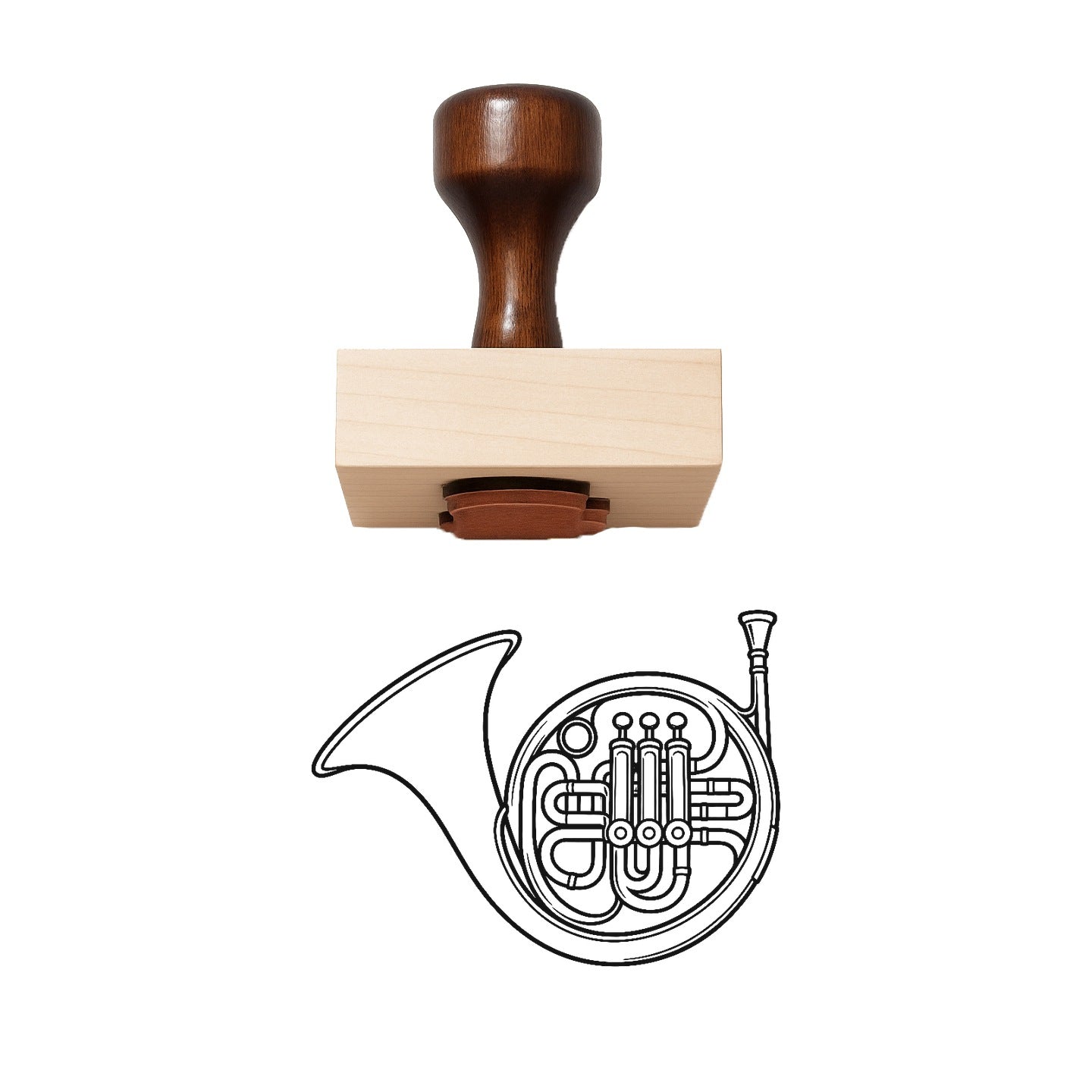 French Horn Rubber Stamp