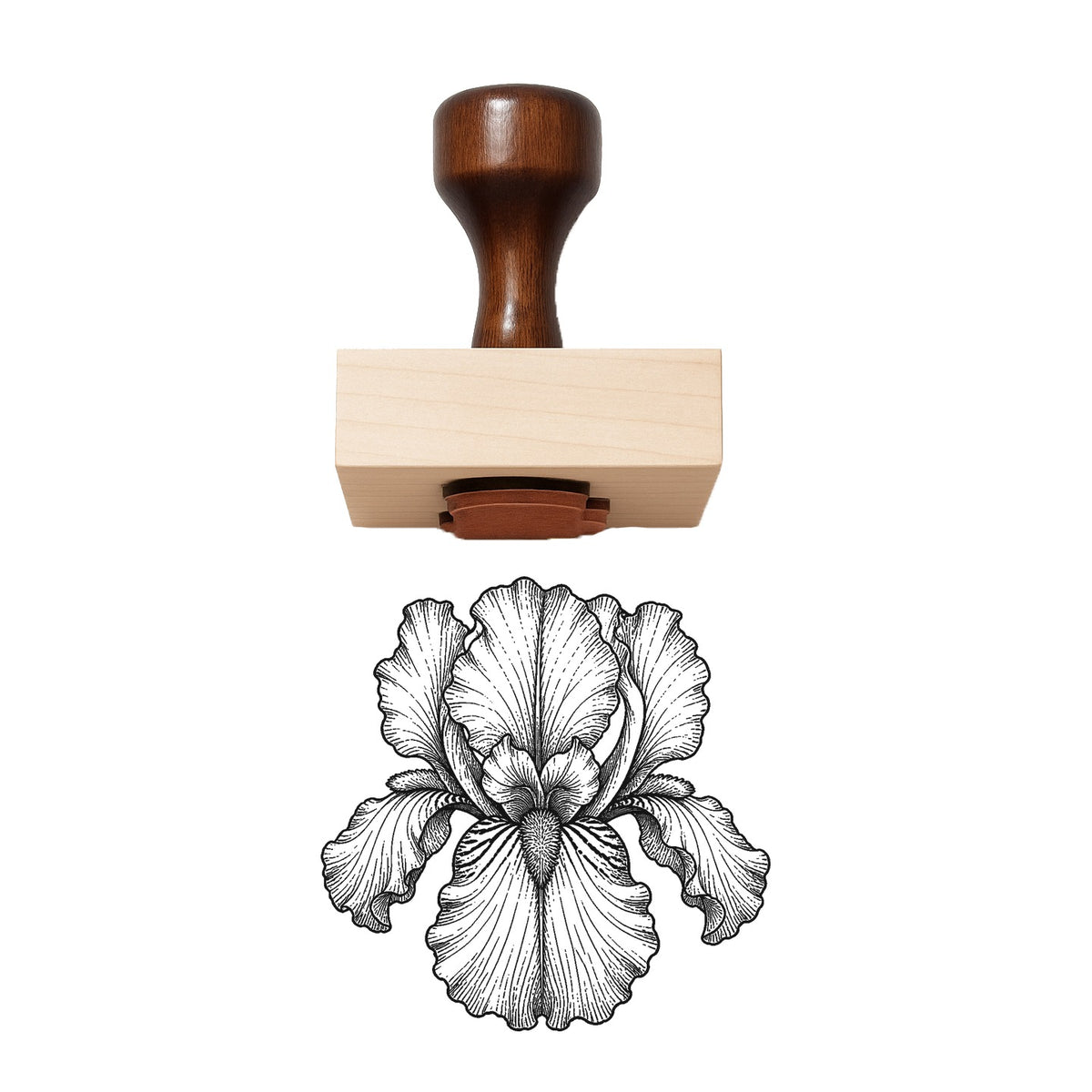Bearded Iris Bloom Head Rubber Stamp