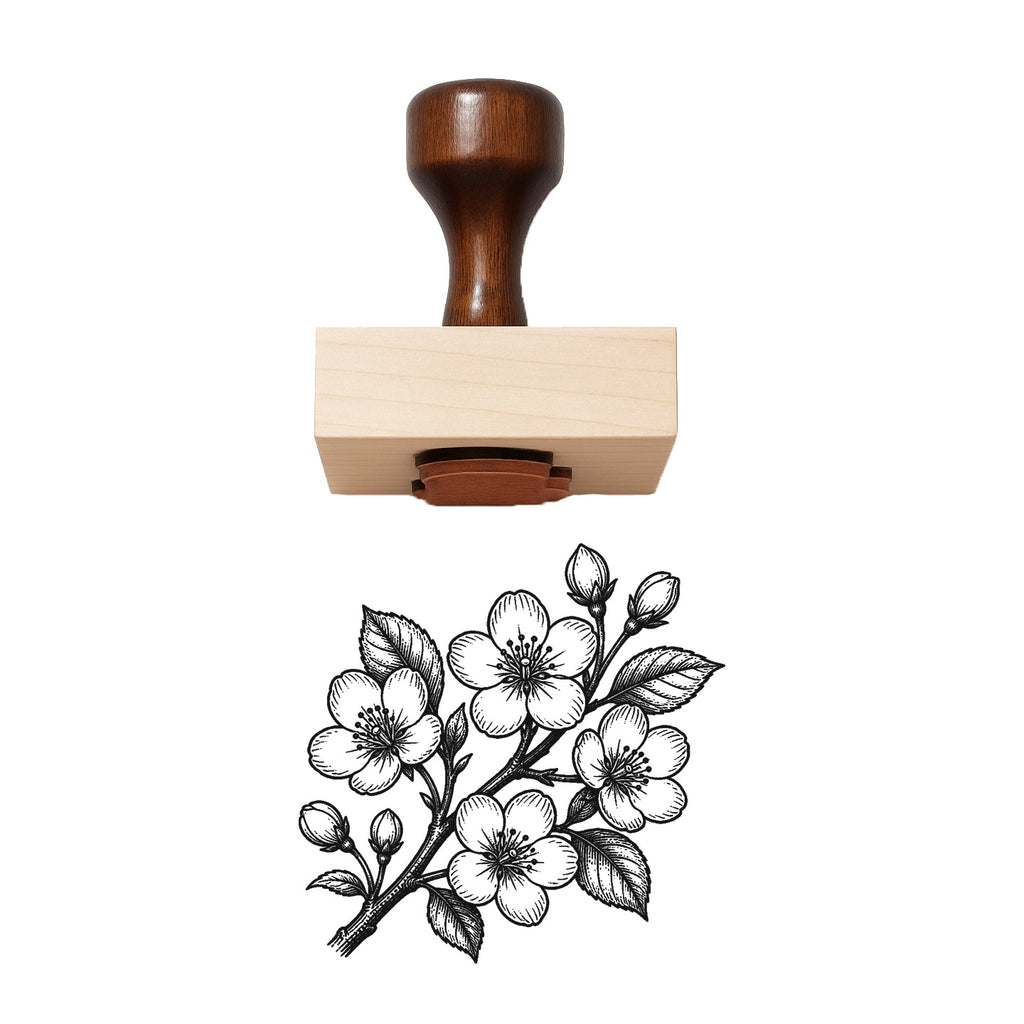 Crabapple Blossom Branch Rubber Stamp