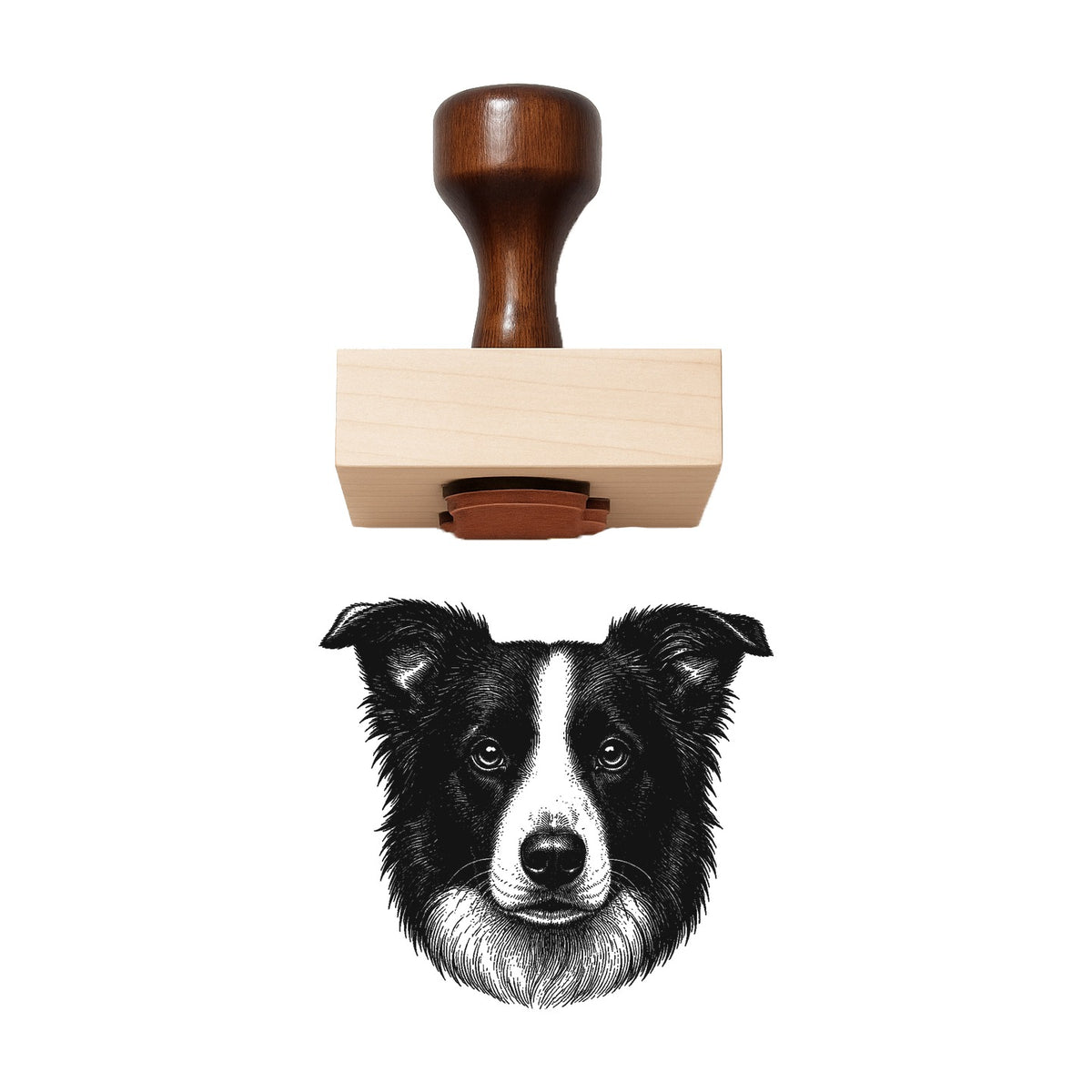 Border Collie Head Rubber Stamp