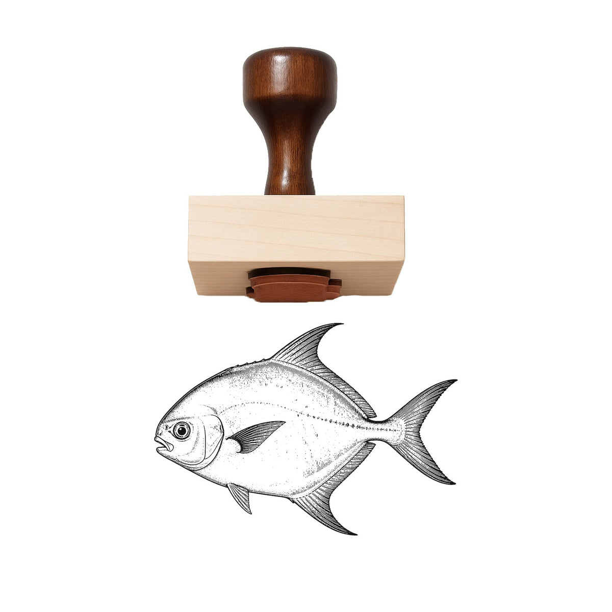 Permit Fish Rubber Stamp