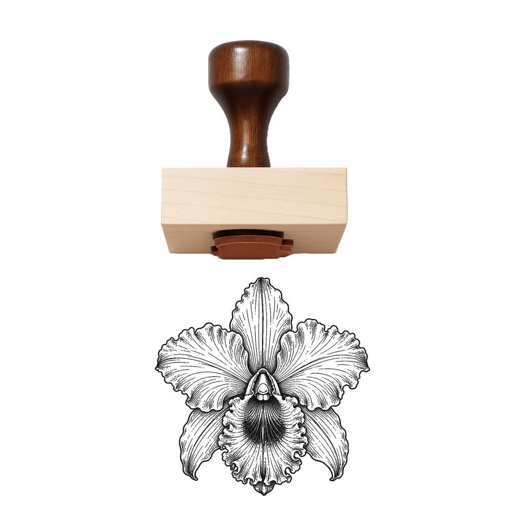 Cattleya Orchid Bloom Head Rubber Stamp