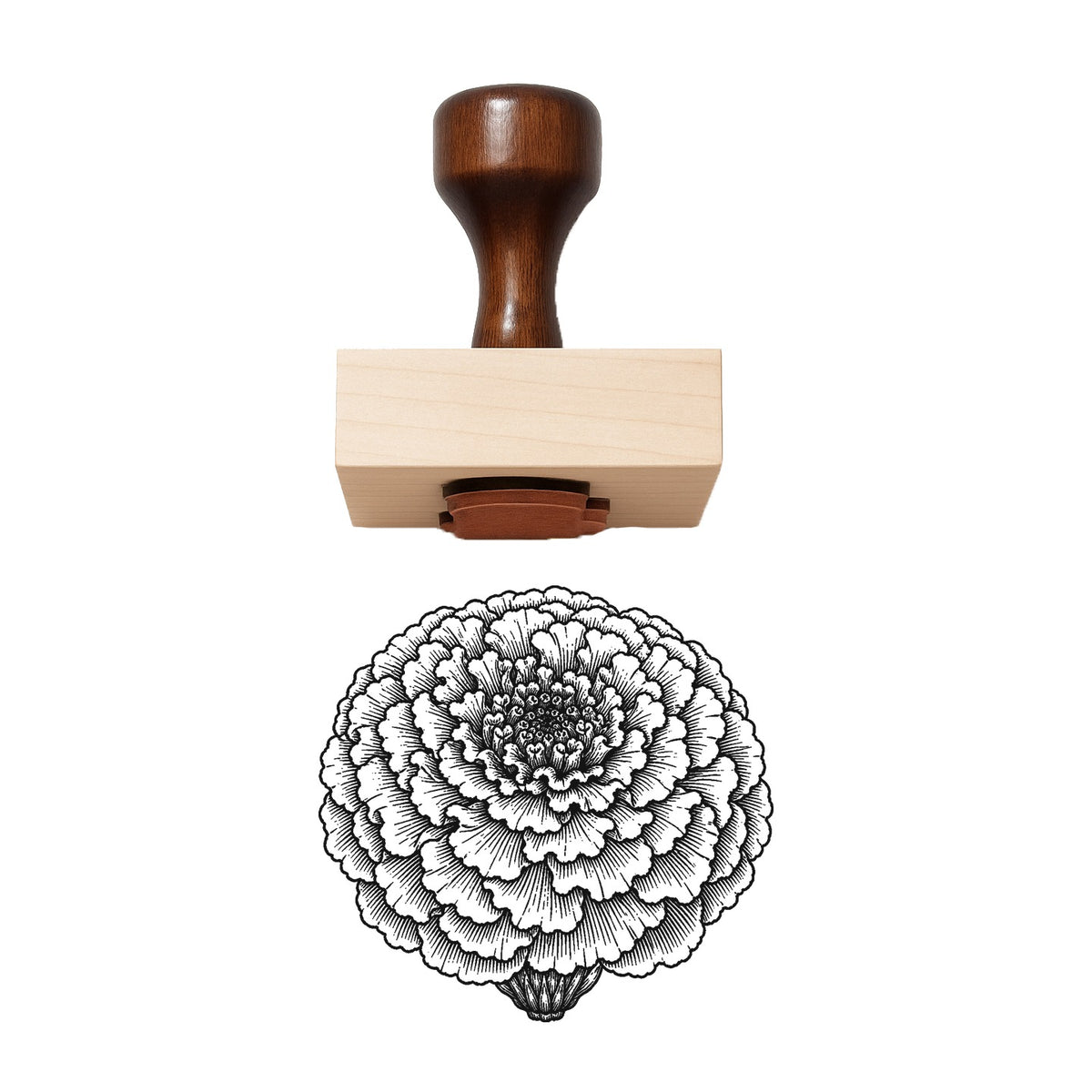 Marigold Bloom Head Rubber Stamp