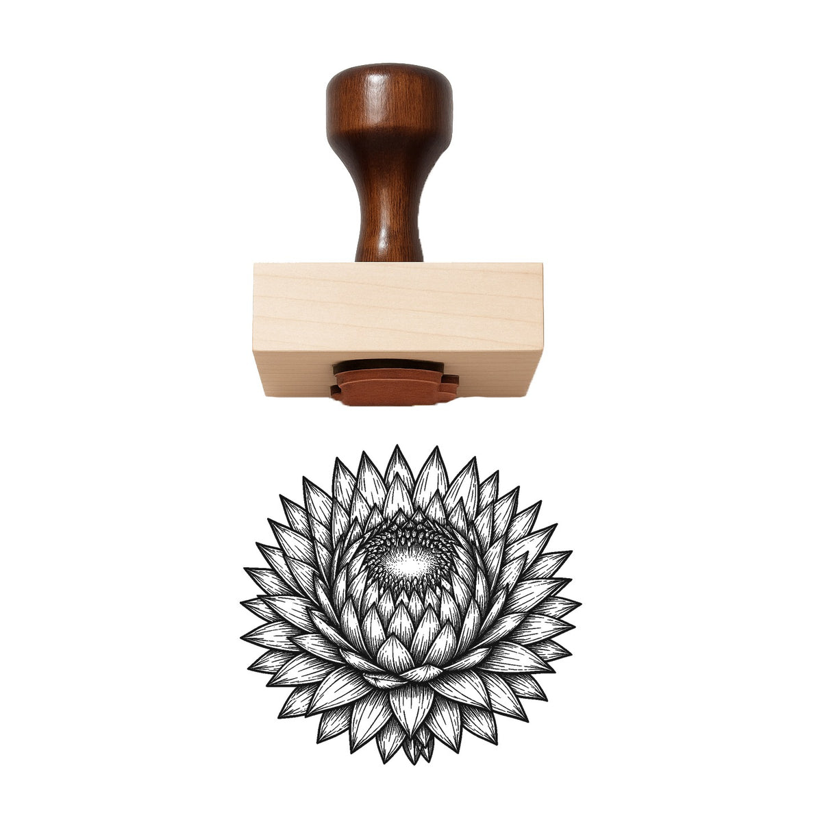 Strawflower Bloom Head Rubber Stamp