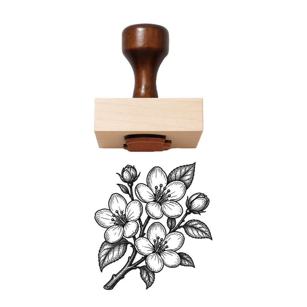 Apple Blossom Branch Rubber Stamp