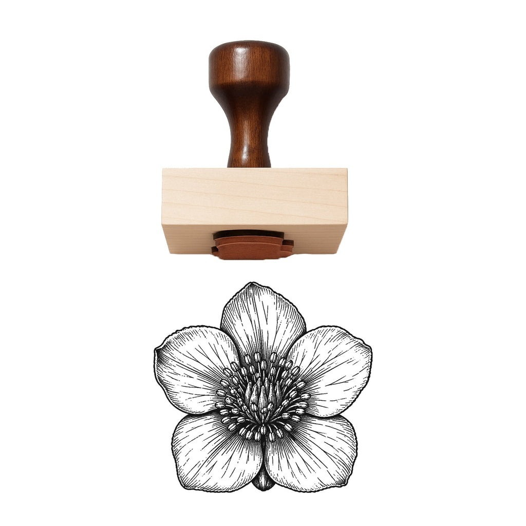 Hellebore Bloom Head Rubber Stamp