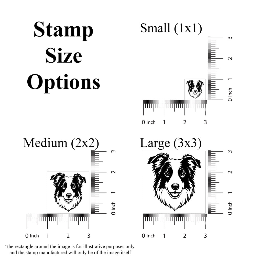 Border Collie Head Rubber Stamp