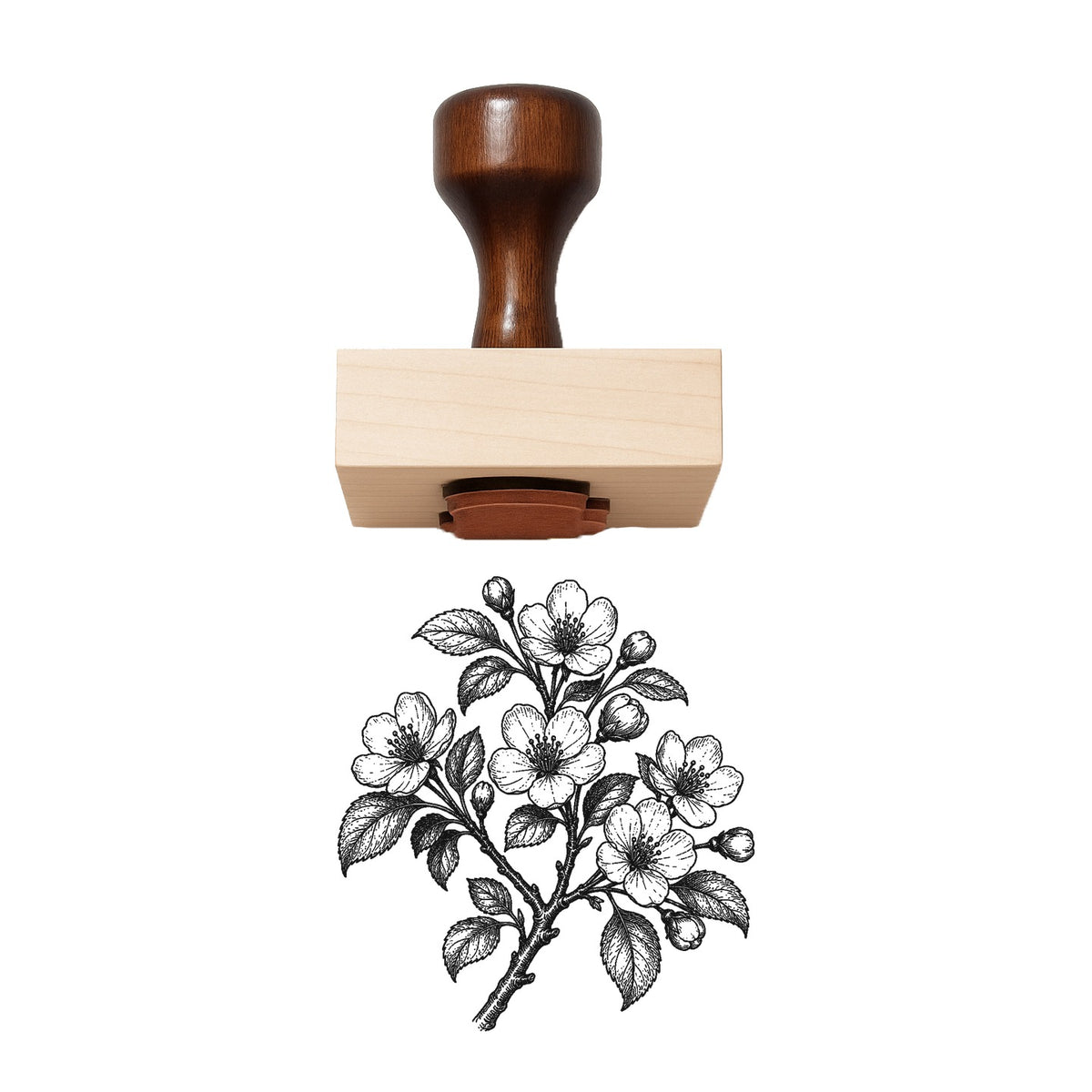 Crabapple Blossom Branch Rubber Stamp