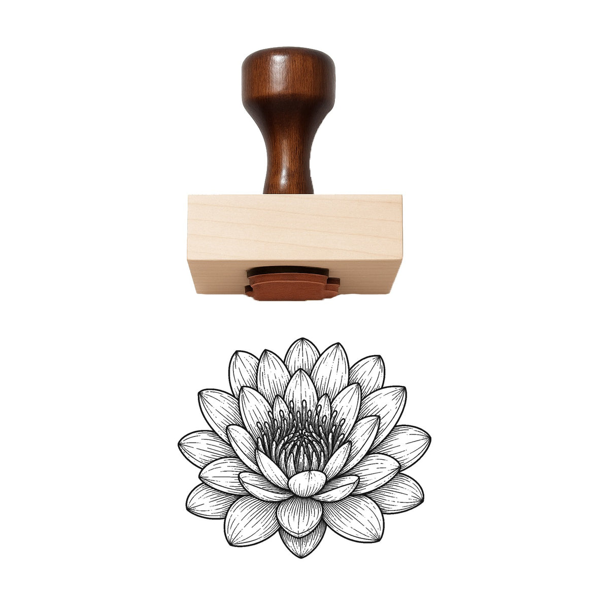 Water Lily Bloom Head Rubber Stamp