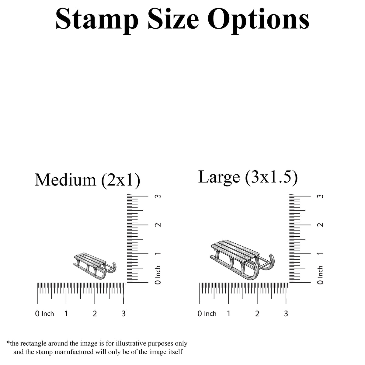 Wooden Sled Rubber Stamp