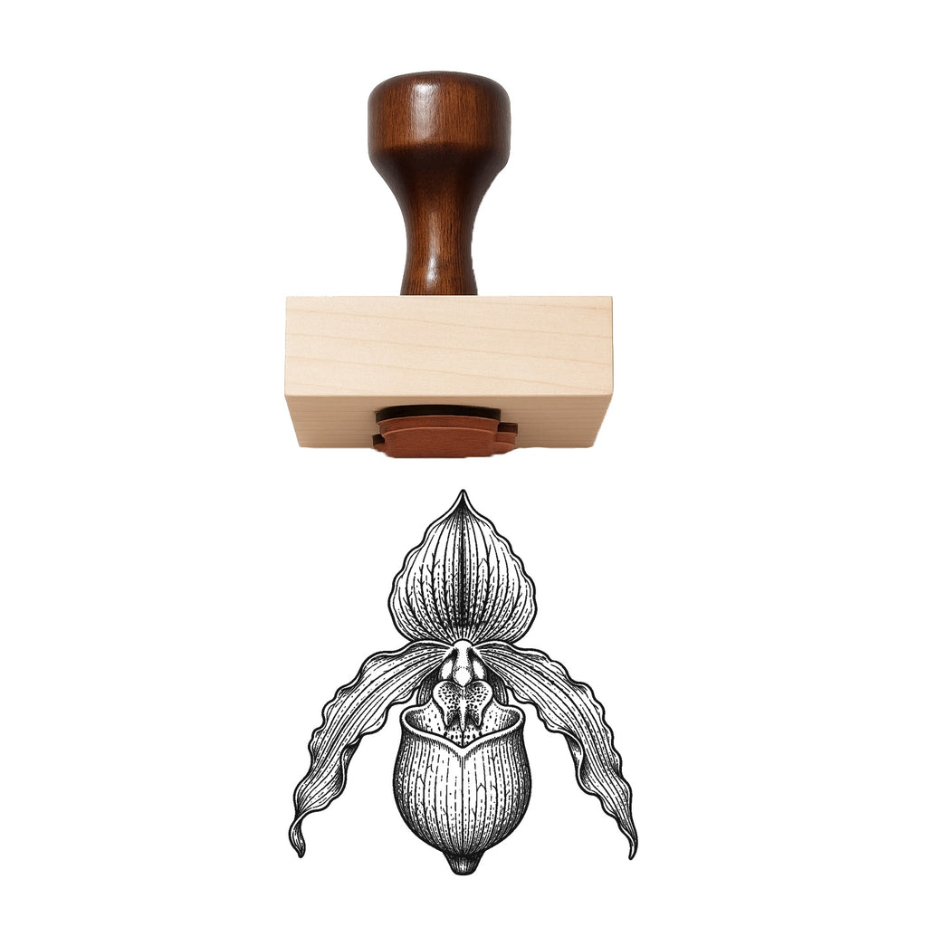Lady’s Slipper Orchid Bloom Head Rubber Stamp