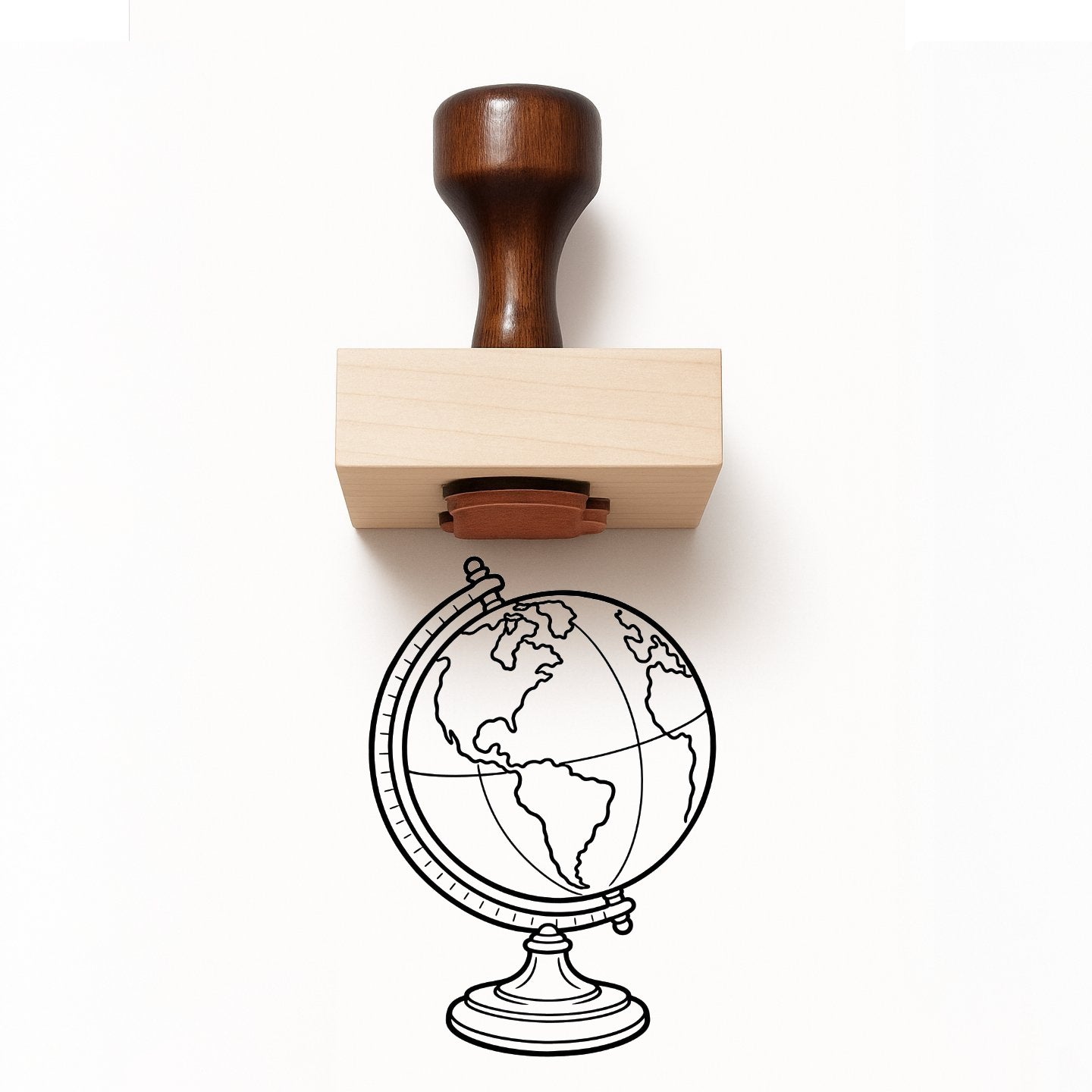 Vintage Globe Rubber Stamp
