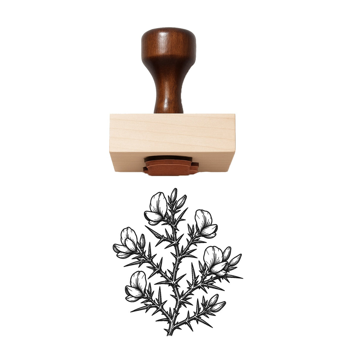Vintage Gorse Flower Branch Rubber Stamp