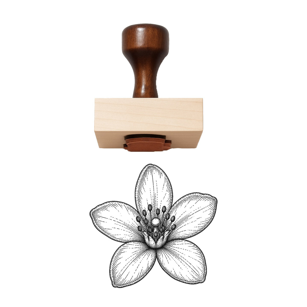 Orange Blossom Bloom Head Rubber Stamp