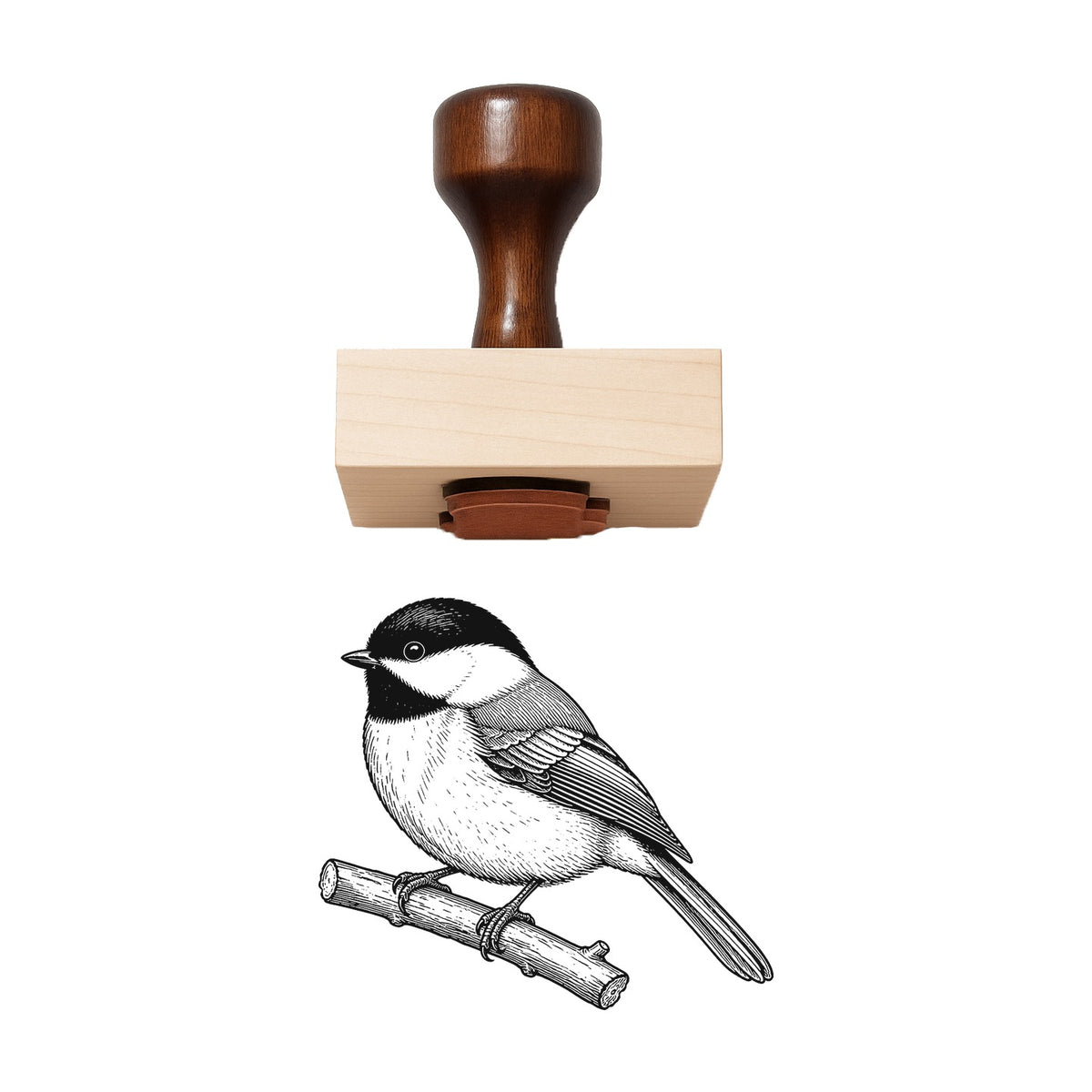 Vintage Chickadee Rubber Stamp