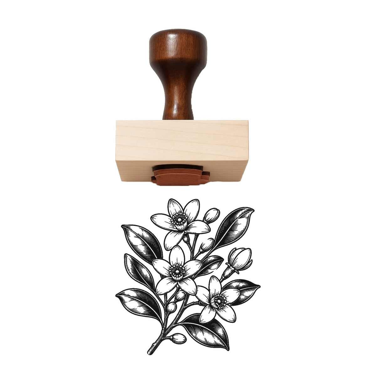 Orange Blossom Branch Rubber Stamp