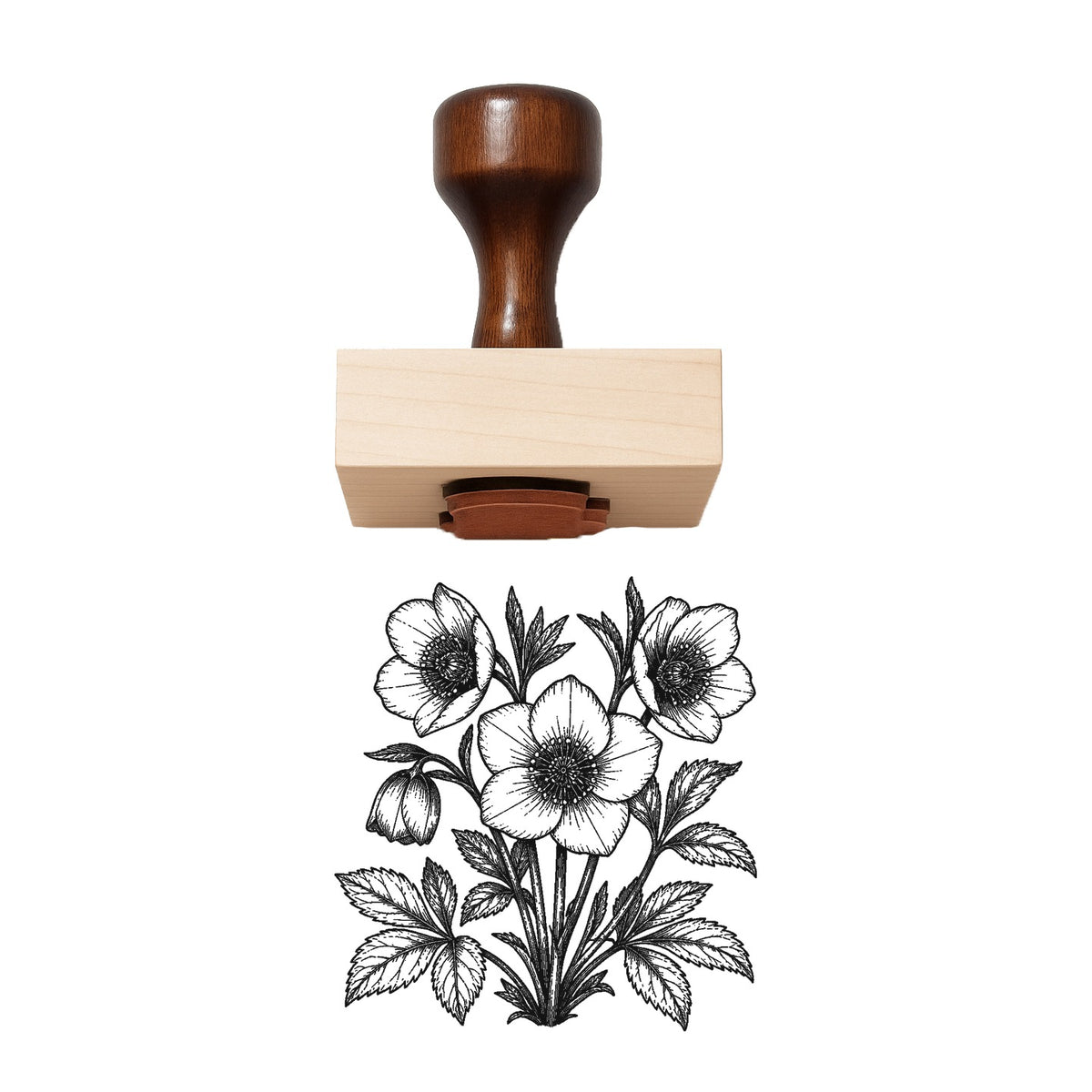 Hellebore Flower Cluster Rubber Stamp