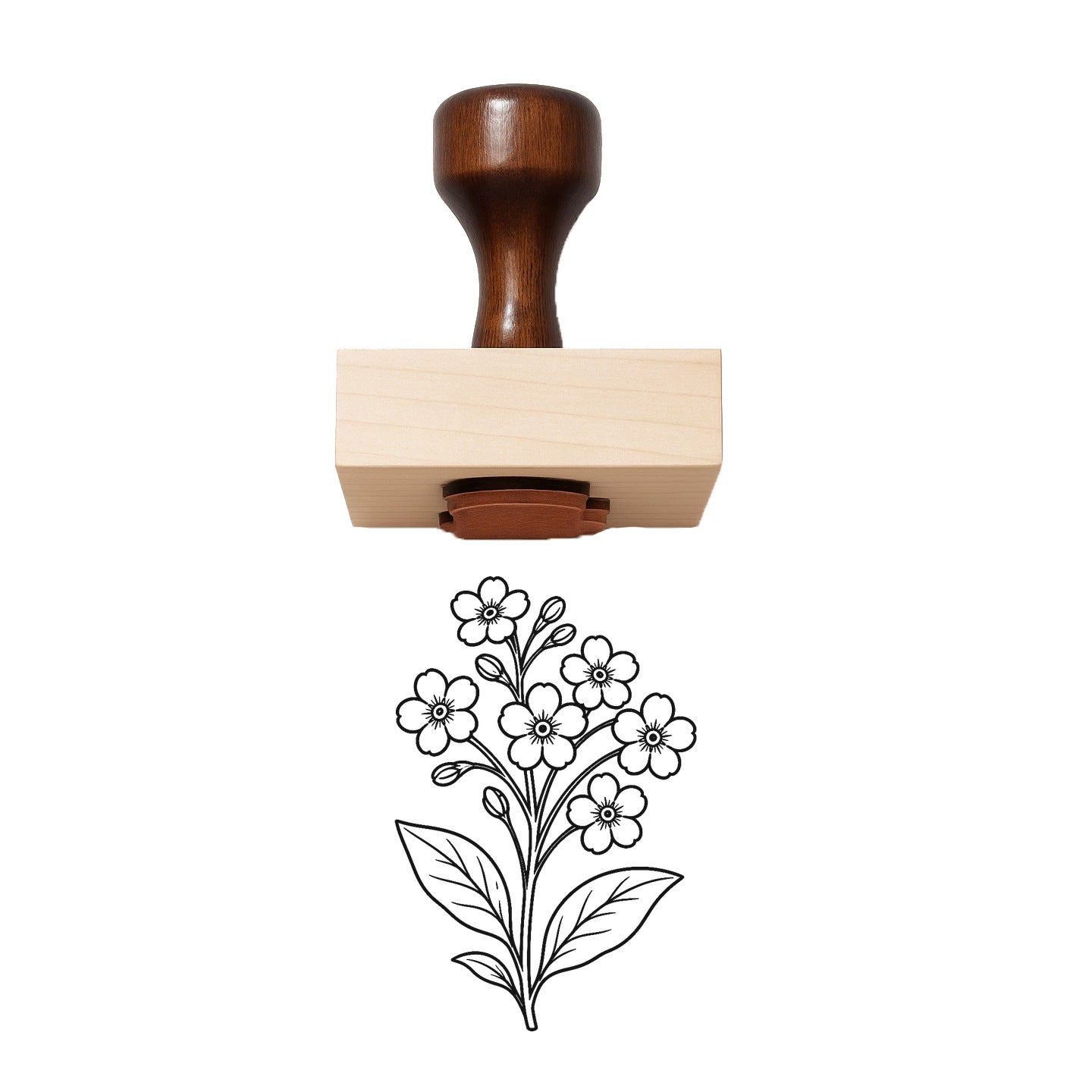 Vintage Forget-me-not Flower Rubber Stamp