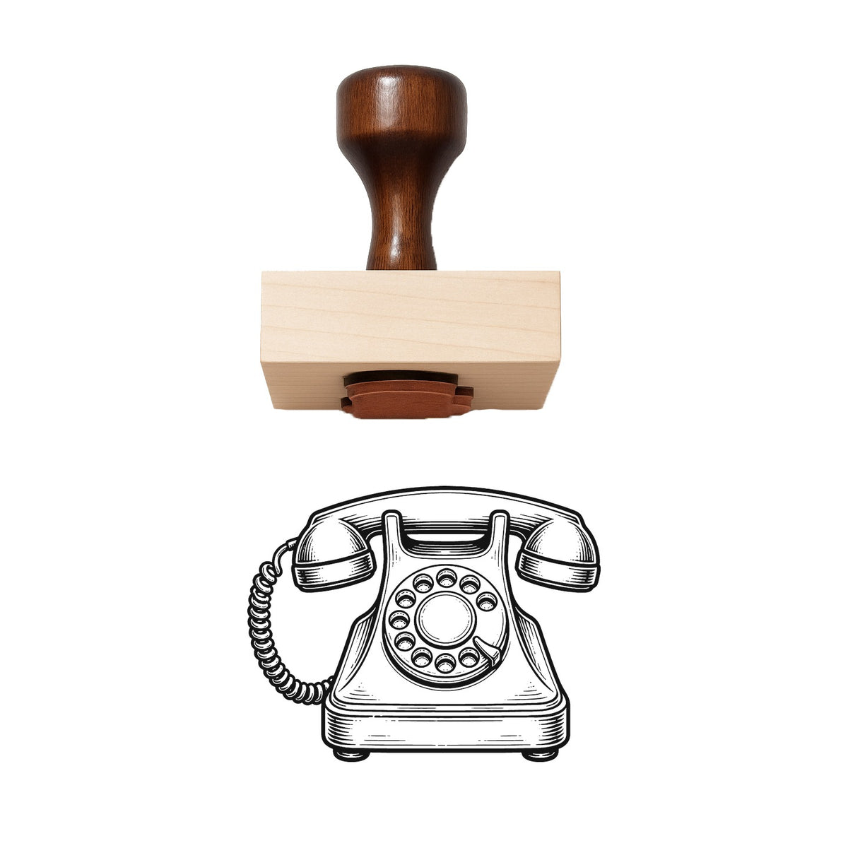 Rotary Telephone Rubber Stamp
